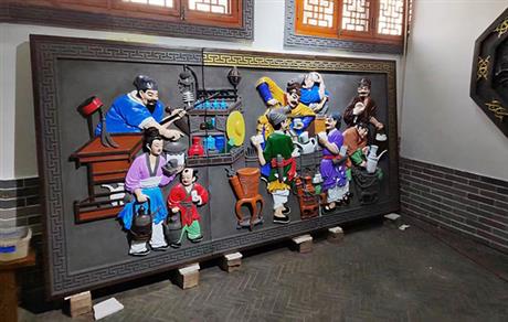 仿古中式青磚彩繪磚雕